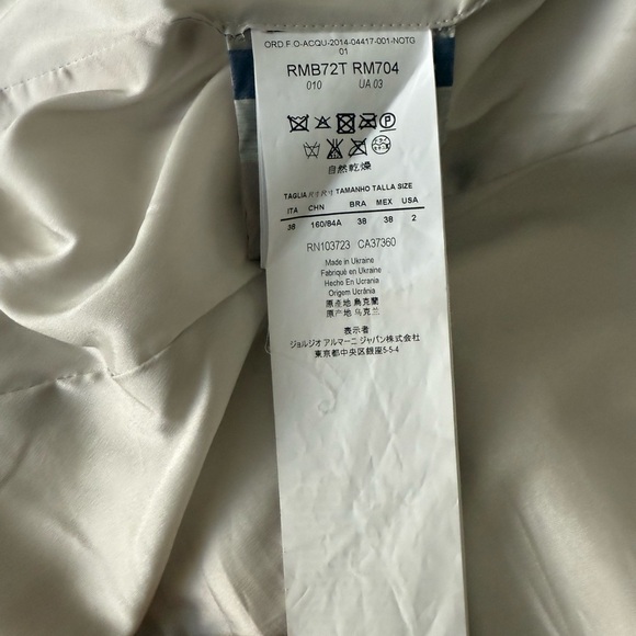 Armani Collezioni Blue and Tan Striped Puffer Jacket - Picture 8 of 11